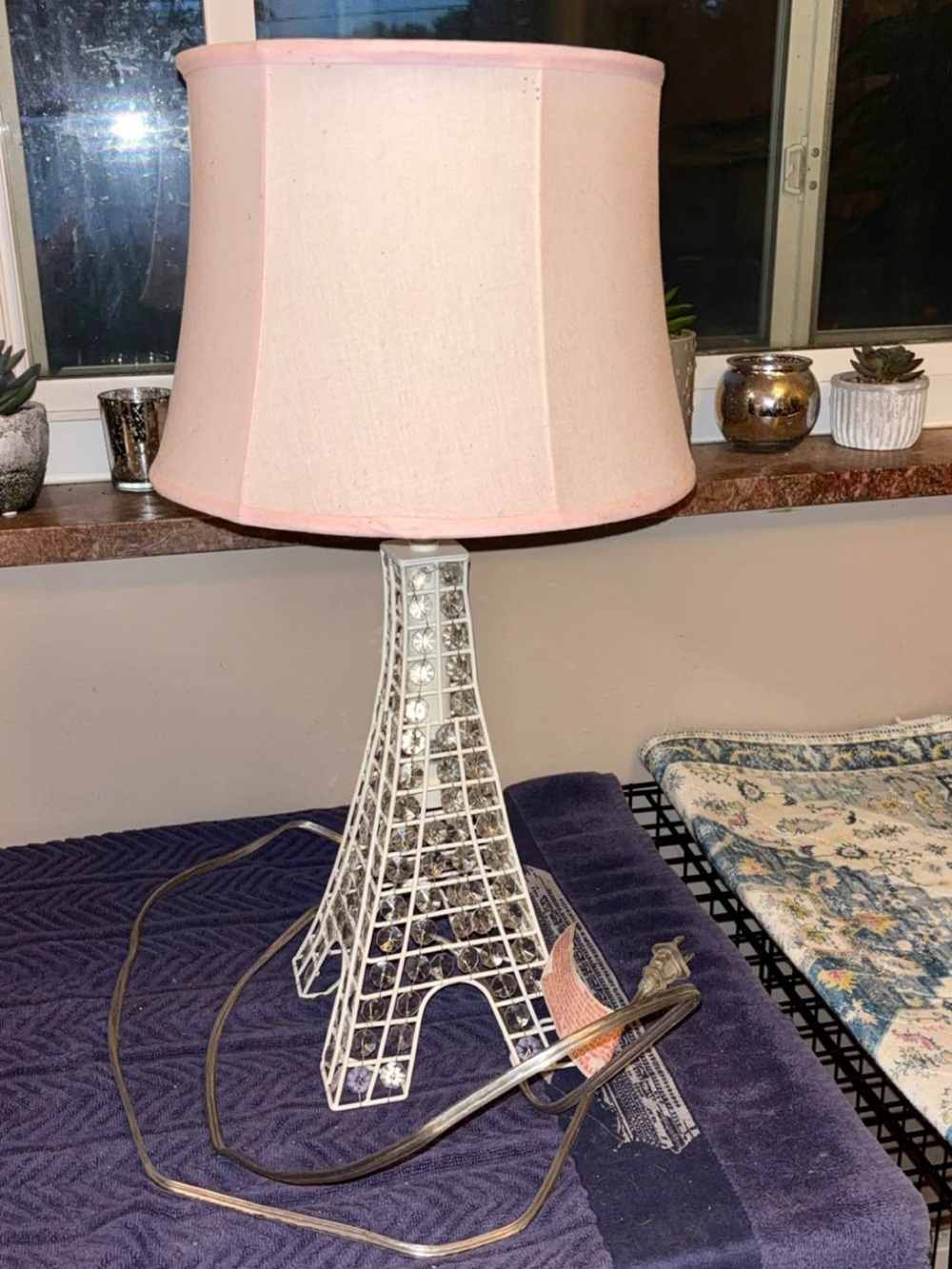 Pink Shade Eiffel Tower Accent Table Lamp - Home Accents